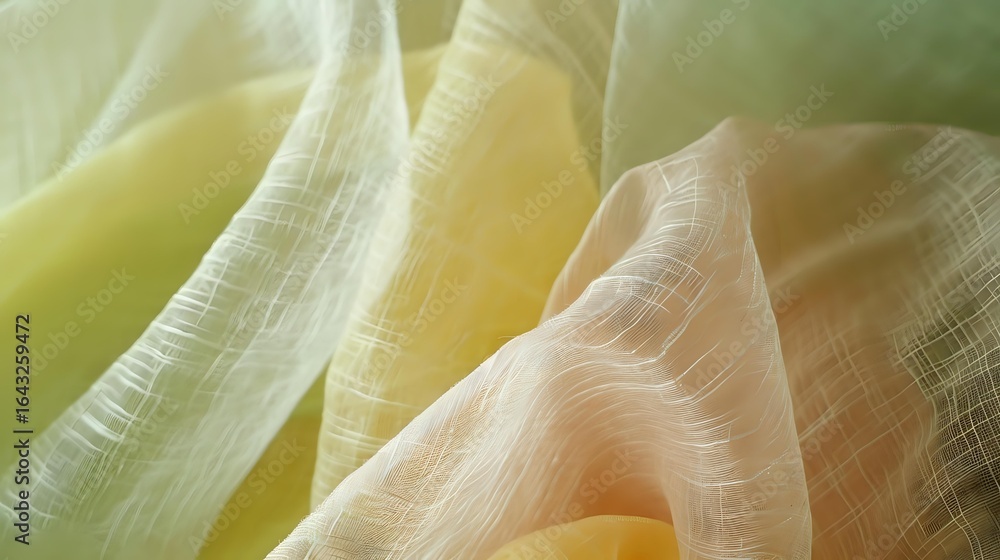 Aufkleber delicate folds of translucent fabric in soft yellow and cream tones create an ethereal abstract comp