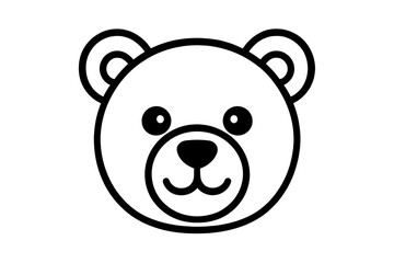 Fototapeta premium Cute and simple illustration of a bear's face with big eyes, round ears, and cheerful expression on a white background
