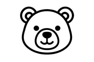 Cute cartoon bear face design in simplistic style showcasing a friendly expression and round shape