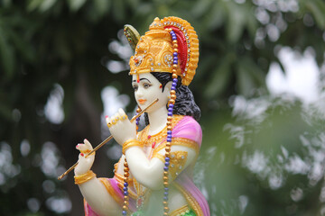 close up shot lord sri krishna idol	