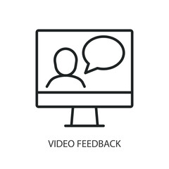 Video feedback thin line vector icons.
