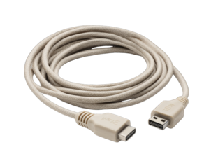 Beige coiled cable with small connectors