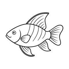 detailed vector outline of a gourami showing fin .eps