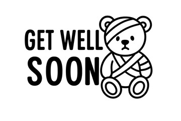 Cute bear with bandages wishing for a speedy recovery in a cheerful design