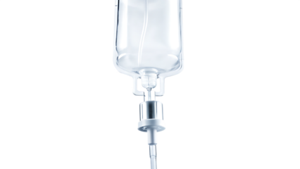 Clear medical fluid bag hanging isolated on a transparent background iv bag clear bag