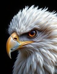 Obraz premium Create an ultra crisp close up shot of a white eagles piercing eye with subtle feather details against an isolated background