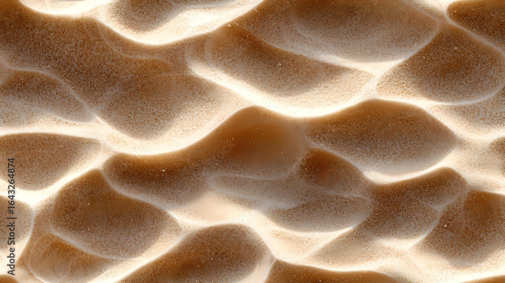 Poster abstract brown and beige wavy pattern with glowing light effects creating organic flowing shapes and
