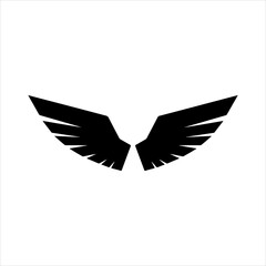 Stylized black wings silhouette on a clean white background vector illustration