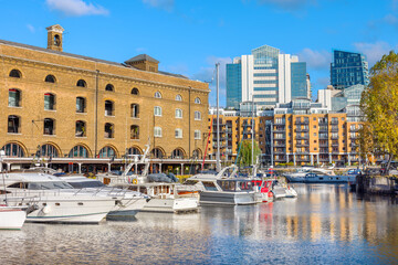 St Katharine Docks waterfront. London, England
