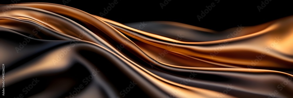 Poster luxurious flowing copper and black waves create elegant abstract background with smooth metallic tex