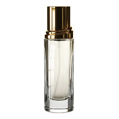 Luxury perfume bottle with gold cap isolated on transparent background