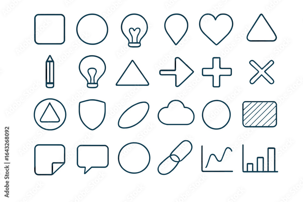 Aufkleber various geometric shapes and symbols used for design elements in visual communication and graphic ar