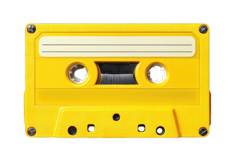Obraz premium Bright yellow audio cassette tape