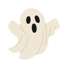 A ghost with three eyes and an open mouth. The ghost is white and is in a scary pose
