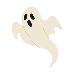 A ghost is flying through the air with its mouth wide open. The ghost is white and has a spooky appearance