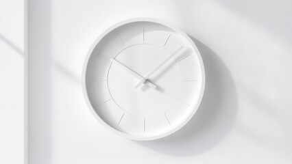 Simple white clock on white wall