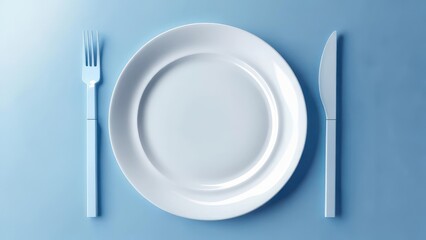 Simple, clean, plate, fork, knife