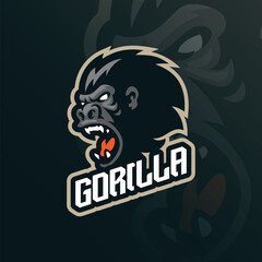 Gorilla mascot logo design vector. Gorilla head illustration for sport and esport team.