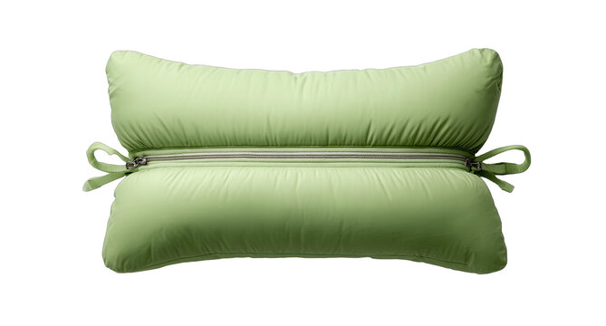 Light green pillow, zipped, with ties