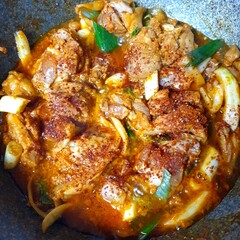 Homemade Korean Spicy Chicken Stir-fry (Dak Galbi) in a Pan