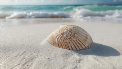 Seashell on sandy beach