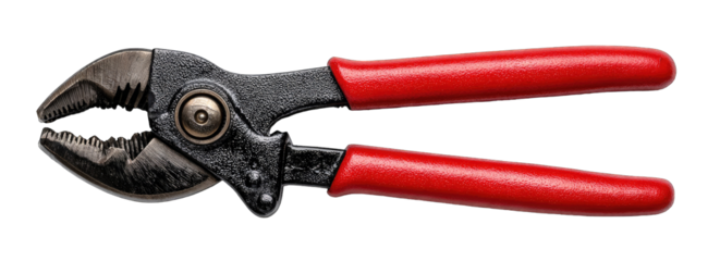 Black metal pliers with red handles