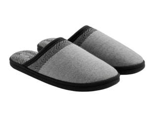 Grey soft house slippers with black trim