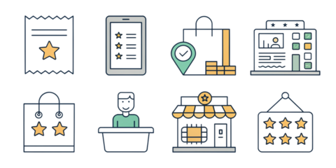 Monoline Survey & Feedback Icon Set — Clipboard Checklists, Rating Stars, Chat Bubbles, Charts & Forms