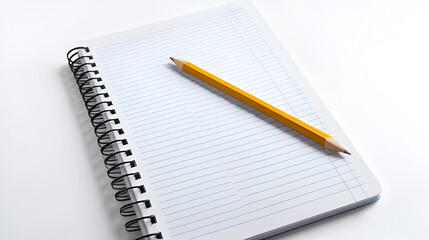 A spiral-bound lined notebook with a pencil on a white background, designed for effective study and note-taking. It is an essential tool for school assignments and educational planning.