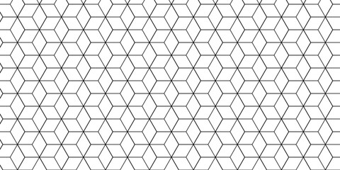 Fototapeta premium Abstract seamless pattern with hexagon square cube geometric pattern shapes grid metal element texture design. Vector cubic gradient triangle diamond honeycomb hexagon art. 