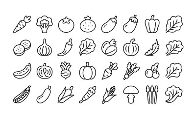 Fresh vegetables and fruits icons set food symbols
