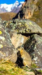 Obraz premium Mountain rodent in rocky terrain