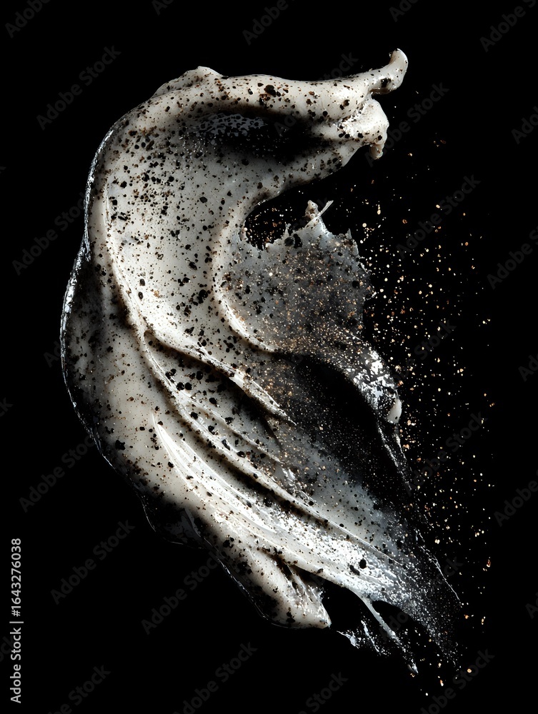 Aufkleber white powder explosion creating dynamic abstract shape against black background, captured in high-sp