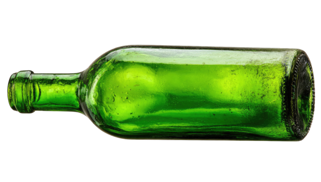 Empty green glass wine bottle