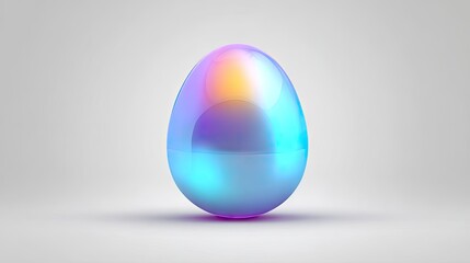 Colorful iridescent egg-shaped object on a plain background.