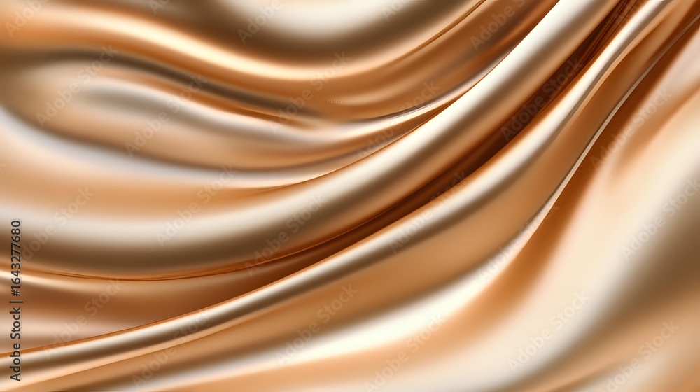 Poster luxurious smooth flowing waves in copper and silver metallic tones create elegant abstract backgroun