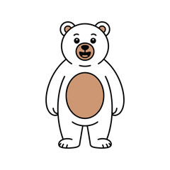 Cute cartoon polar bear standing with a friendly expression