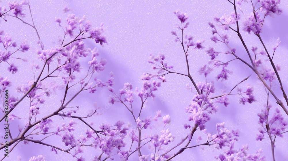 Poster vibrant purple flower branches highlighted against a soft pastel background creating a serene and ca