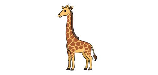 Cartoon giraffe standing tall on a white background © MdSojib