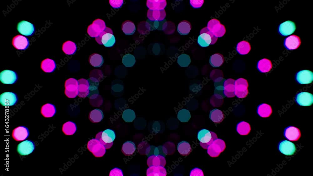 Poster kaleidoscopic bokeh lights pulsating with a neon glow