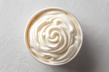 Close-up top view of creamy vanilla yogurt
