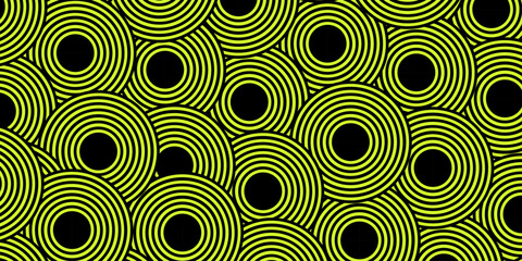 Abstract pattern with circles. Seamless geometric swirl spiral pattern and abstract circle wave lines. Ornament circle overlapping background. Colorful element line pattern. 