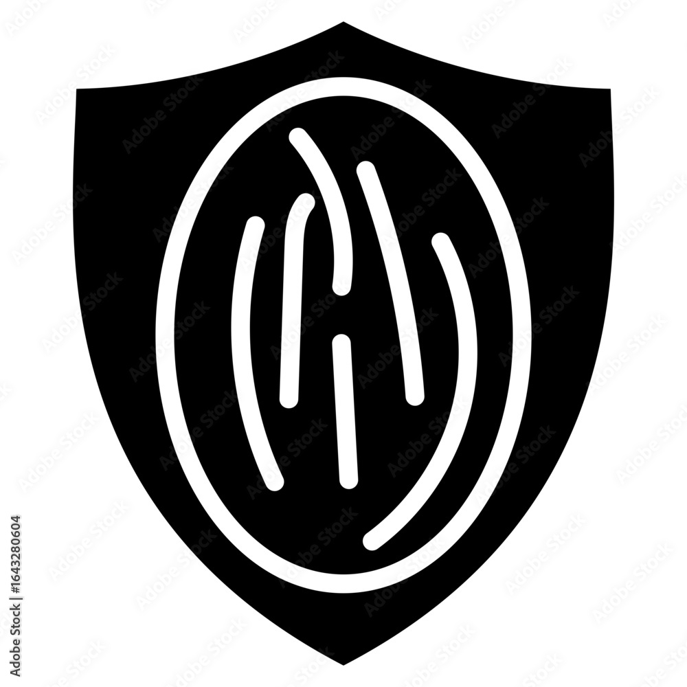 Poster fingerprint sheild icon vector image. can be used for biometrics.