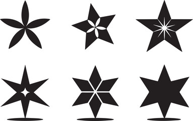 Black abstract star shapes and floral motifs white