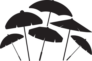 Fototapeta premium Black beach umbrellas on white background shade summer
