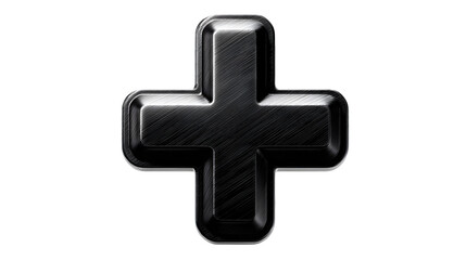 Obraz premium Medical-style plus symbol in solid black, isolated,