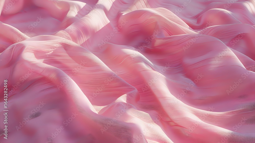 Aufkleber soft pink silky fabric with gentle folds and waves creating an elegant abstract background texture w