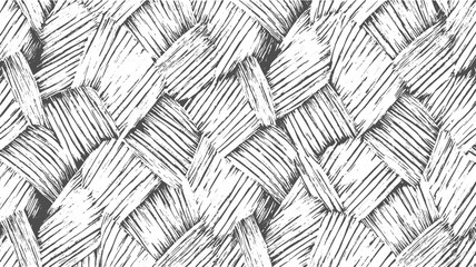 Hand-Drawn Woven Pattern &ndash; Black and White Basket Weave Texture Abstract grunge distressed on transparent background.