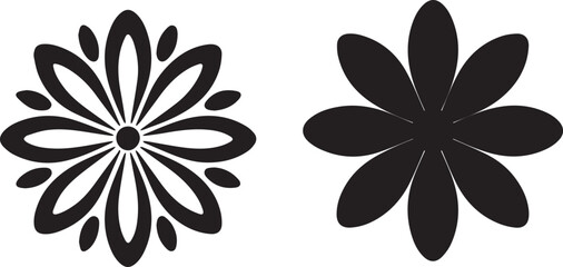 Black floral petal shapes abstract bloom
