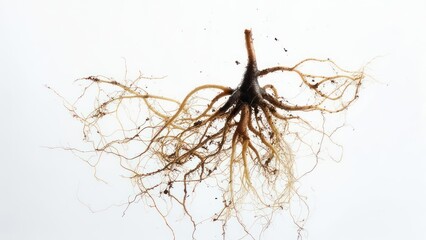 Plant roots on white background